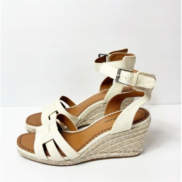 NEW Lucky Brand Women's Maleigh Ankle Strap Open Toe Wedge Sandal Size 11M White - Picture 3 of 4